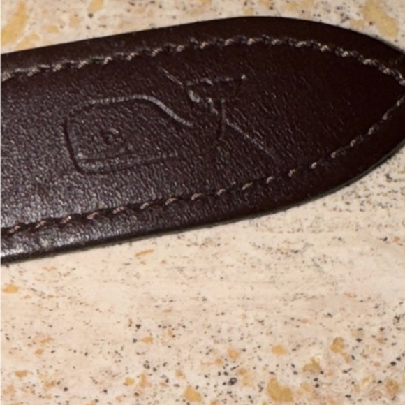 Vineyard Vines Pink Whale Webbing Belt with Brown Leather Trim - Picture 6 of 7